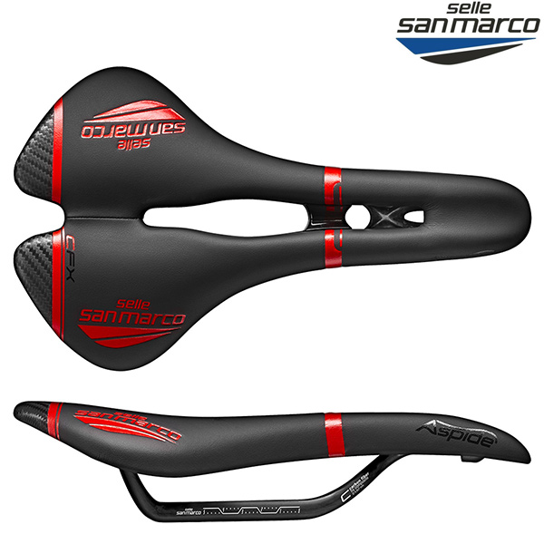 Selle SAN MARCO(セラサンマルコ)ASPIDE CARBON(アスピデ カーボン)FX サドル(ワイド / ブラック / レッド)